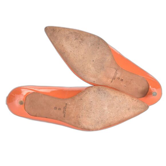 Coach Women's Lizzy Patent Leather Pump Bright Orange 3" Heel Size US/8 - Picture 8 of 10